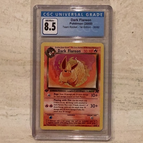 Pokemon Dark Flareon 1st Edition 2000 Team Rocket 35/82 CGC 8.5 Graded Card - Picture 1 of 8